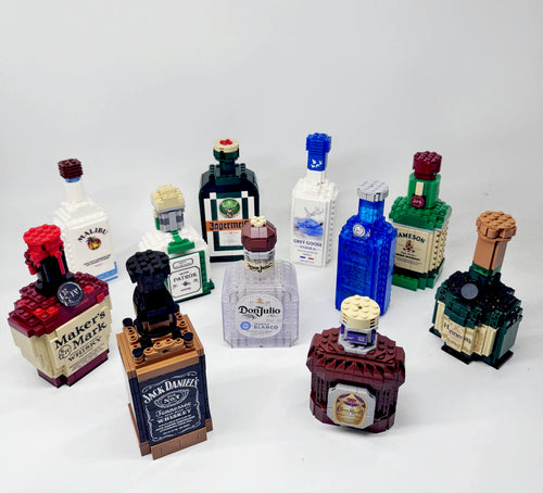 Alcohol Bottle Brick Set - Building Block | Bar Decor